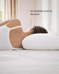 Oreiller mi-ferme en duvet pour dormir sur le côté avec un bon alignement cervical